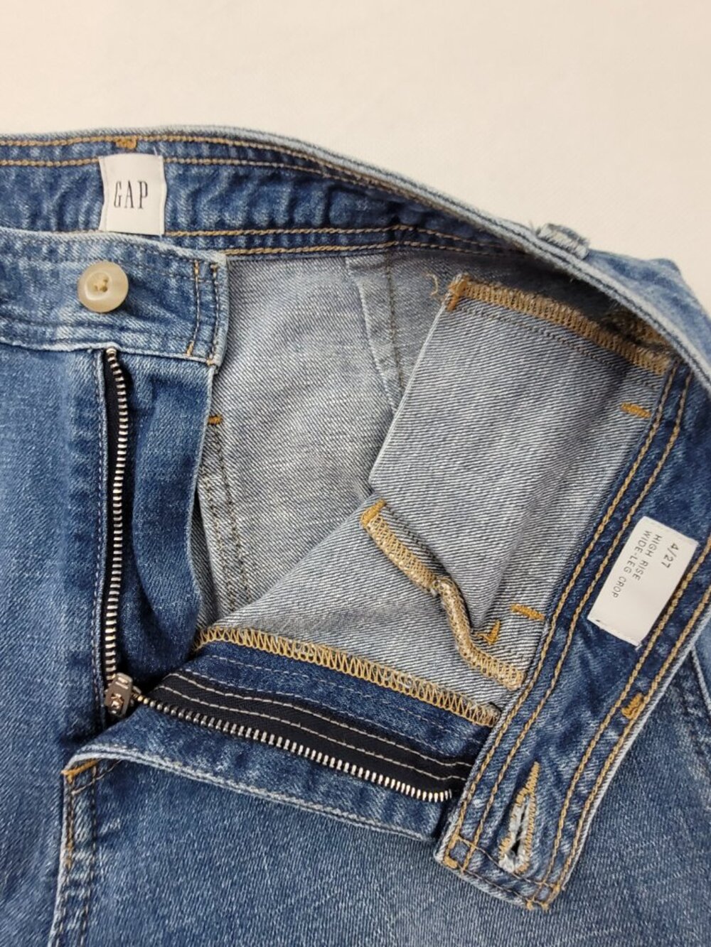 GAP Jeans Womens 4/27 Blue Stretch Denim High Rise Wide Leg Crop fits 29x26 - Picture 11 of 13